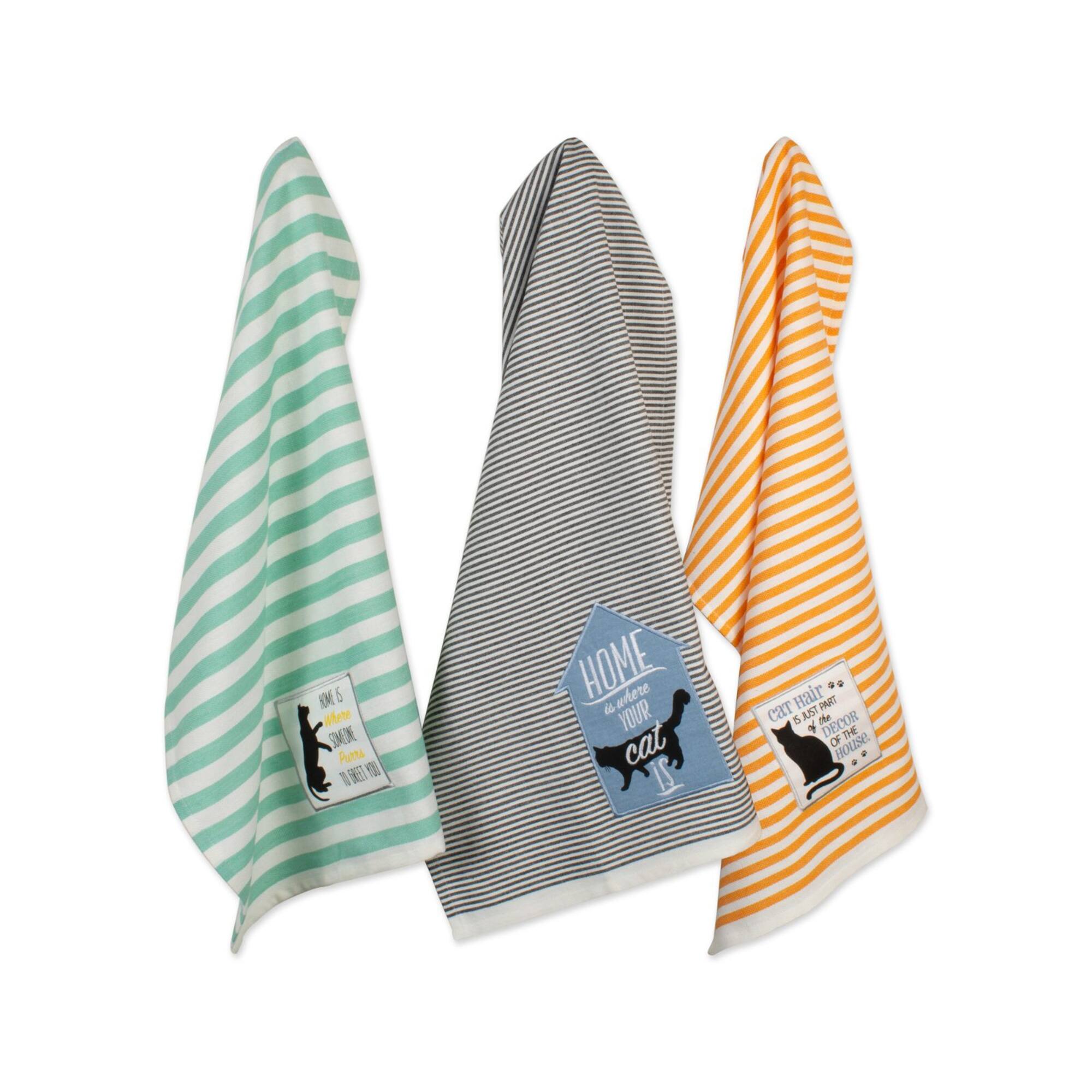 DII® Cats Meow Embellished Dishtowel Set
